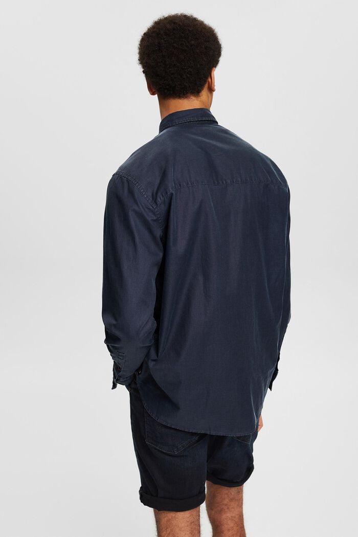 Chemise en coton à poche-poitrine, NAVY, detail image number 3