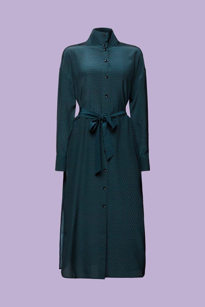 Robe-chemise en soie, EMERALD GREEN, detail image number 6