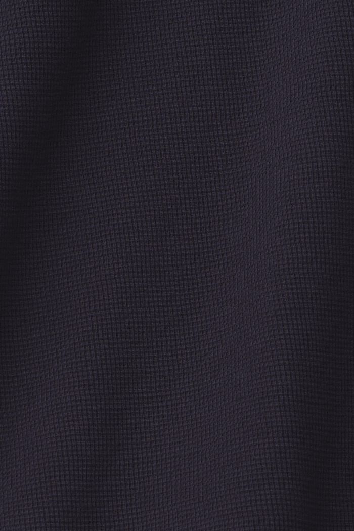 Haut à manches longues en maille piquée gaufrée, 100 % coton, NAVY, detail image number 5