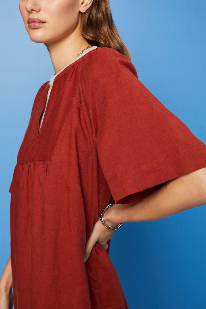 Mini-robe, mélange de coton et de lin, TERRACOTTA, detail image number 2