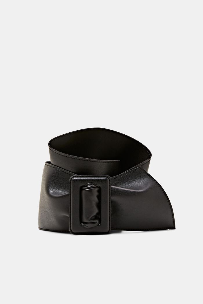 Large ceinture taille haute en similicuir, BLACK, detail image number 0