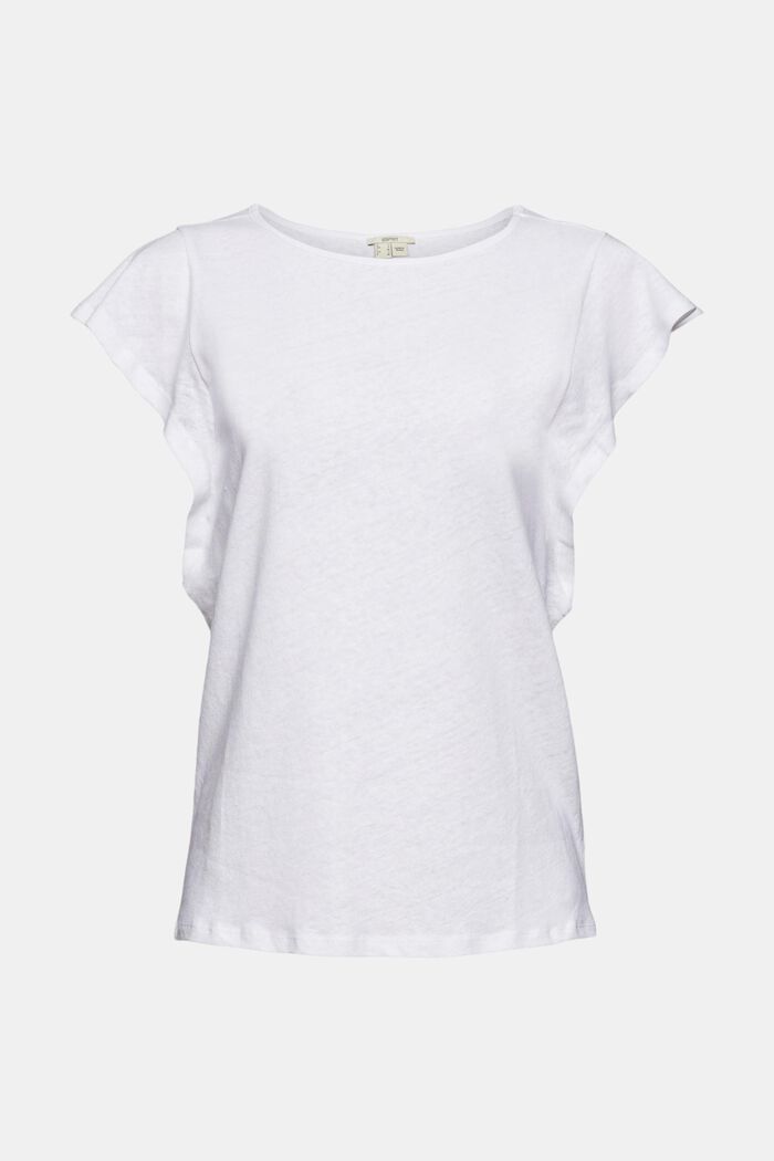 À teneur en lin : le t-shirt à emmanchures basses, WHITE, overview
