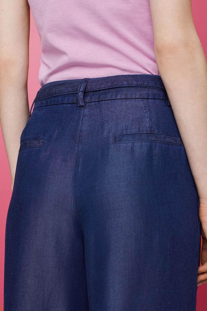 Pantalon à jambes larges et coupe courte, TENCEL™, BLUE DARK WASHED, detail image number 4