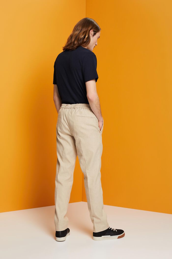 Pantalon de coupe Slim Fit en mélange de coton et de lin, KHAKI BEIGE, detail image number 3