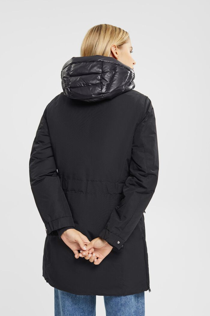 Veste à capuche garnie de duvet recyclé, BLACK, detail image number 3