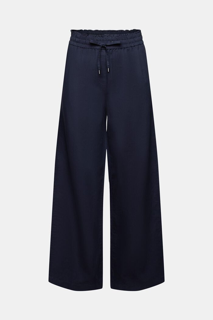Pantalon en coton et lin, NAVY, detail image number 7