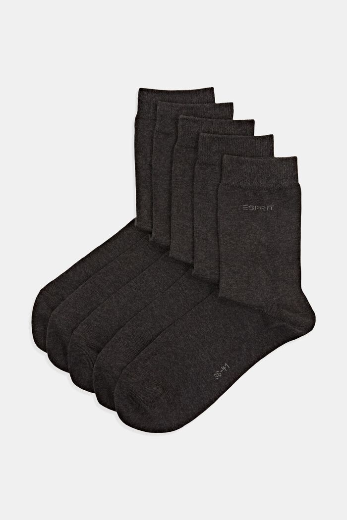 5 paires de chaussettes uni, coton bio, ANTHRACITE MELANGE, detail image number 0
