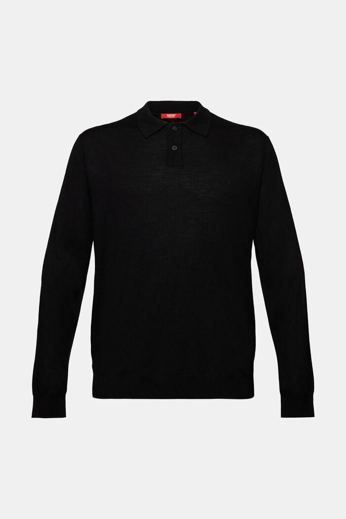Pull-over en laine de style polo, BLACK, detail image number 5