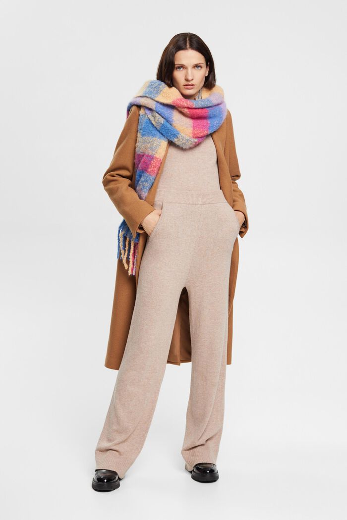 Pantalon taille haute en maille de laine mélangée, LIGHT TAUPE, detail image number 1