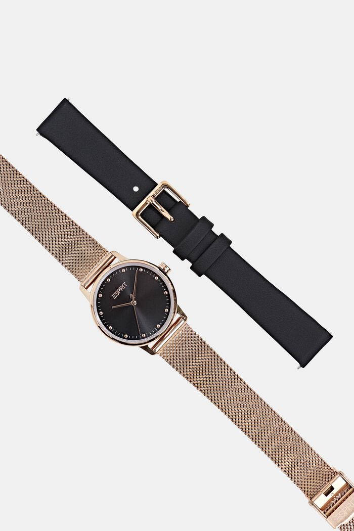 Parure montre avec bracelets interchangeables, ROSE GOLD, overview