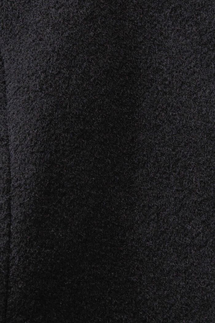 En matières recyclées : manteau à capuche en laine mélangée doté d’une ceinture, BLACK, detail image number 4