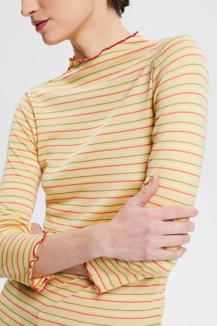 En TENCEL™ : t-shirt à manches longues animé de rayures multicolores, DUSTY YELLOW, detail image number 2
