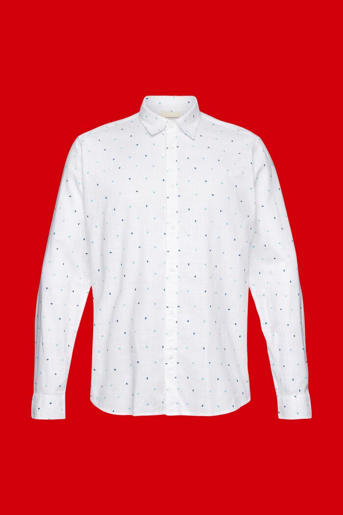 Chemise en coton flammé à motif à pois en forme de lune, WHITE, detail image number 5