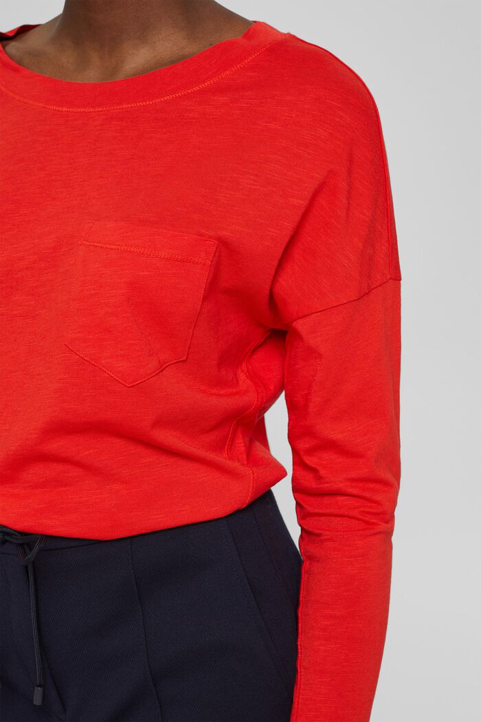 T-shirt à manches longues à poche, coton biologique mélangé, ORANGE RED, detail image number 2