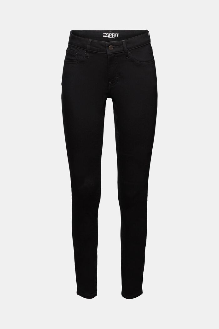 En matière recyclée : le jean stretch de coupe Skinny Fit taille mi-haute, BLACK RINSE, detail image number 6