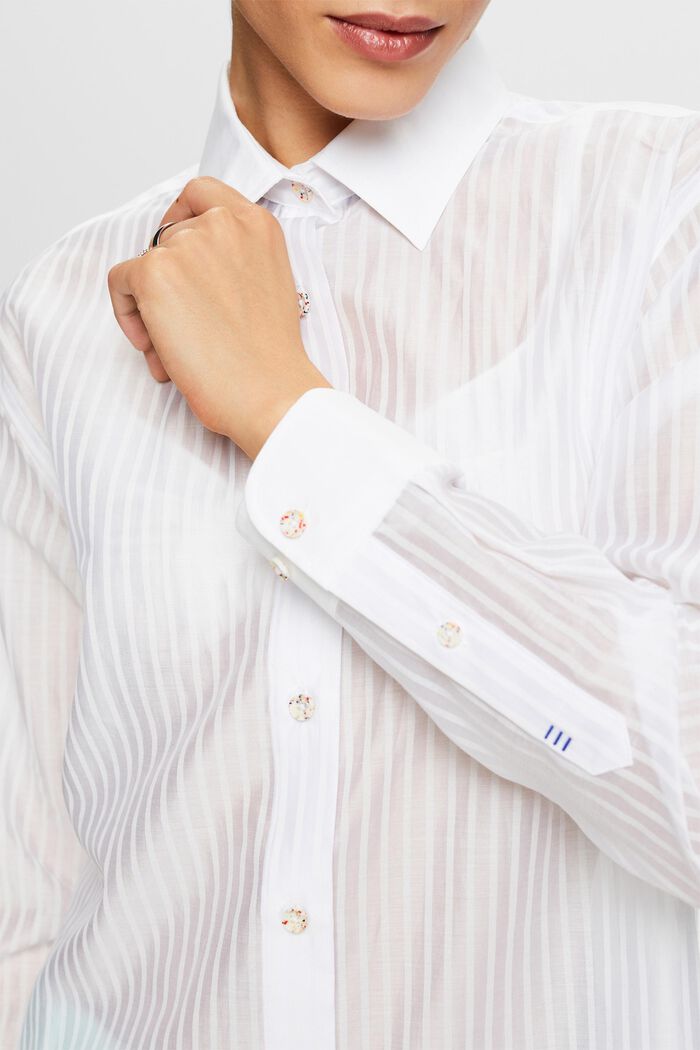 Chemise transparente rayée à col boutonné, WHITE, detail image number 3