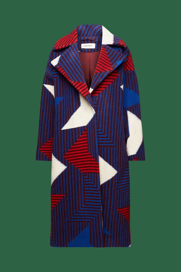 Manteau imprimé en laine mélangée, BORDEAUX RED, detail image number 6