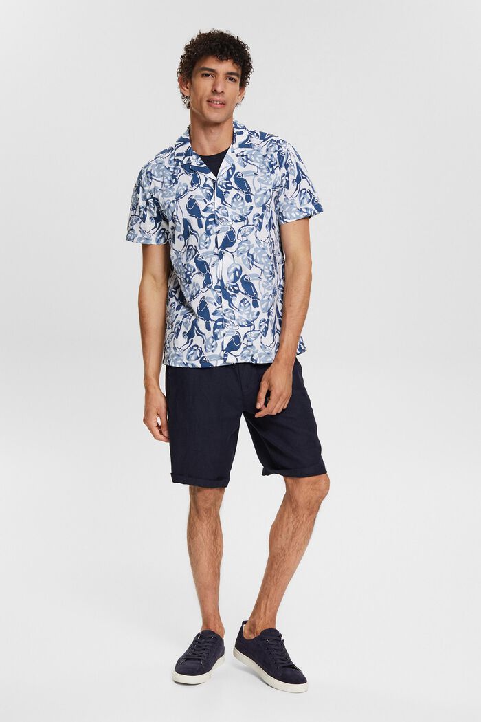Chemise à manches courtes et imprimé tropical, 100 % coton, BLUE, detail image number 0