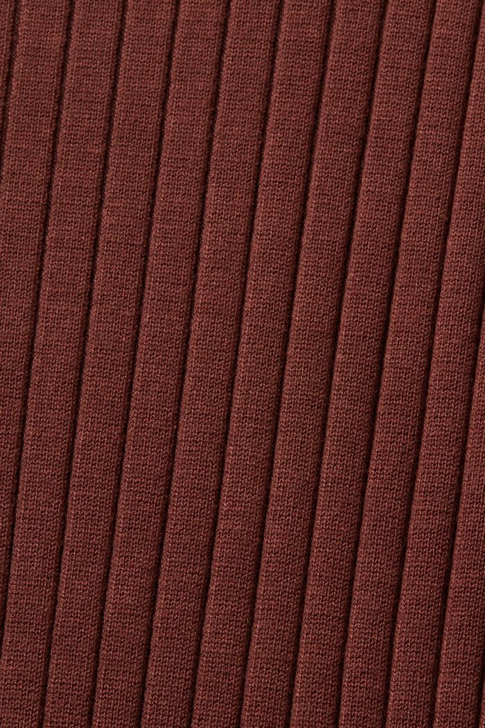 Robe-pull côtelée animée de plis, BROWN, detail image number 5