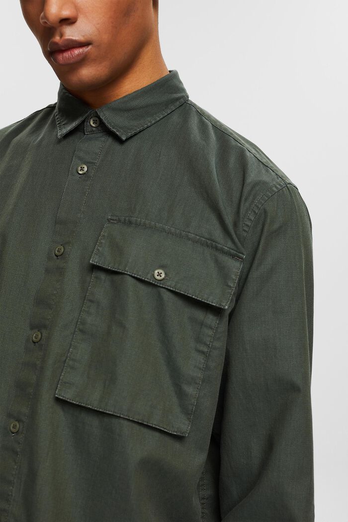 Chemise en coton à poche-poitrine, KHAKI GREEN, detail image number 2