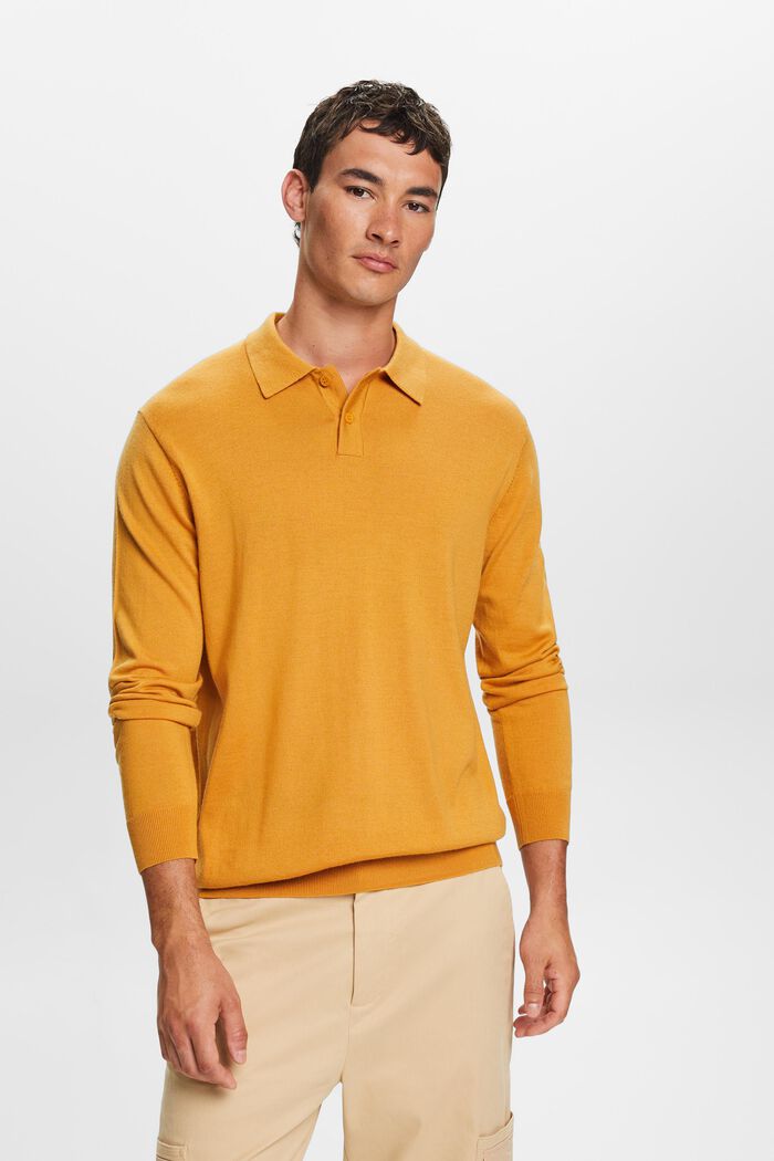 Pull-over en laine de style polo, HONEY YELLOW, detail image number 2