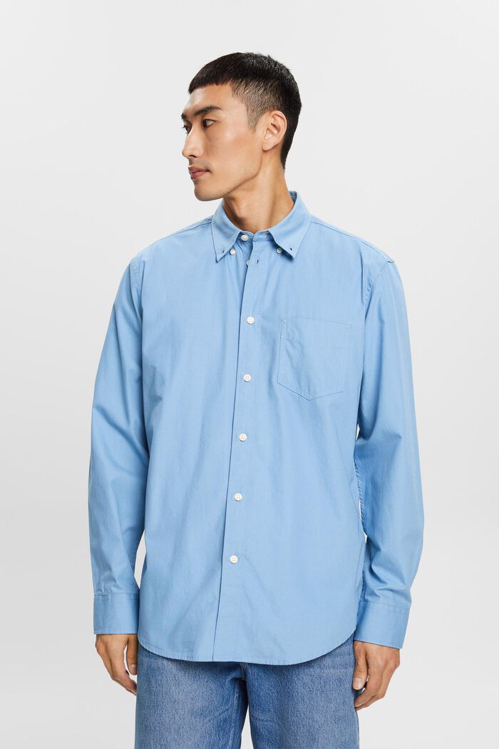Chemise à col boutonné en popeline, 100 % coton, LIGHT BLUE, detail image number 0