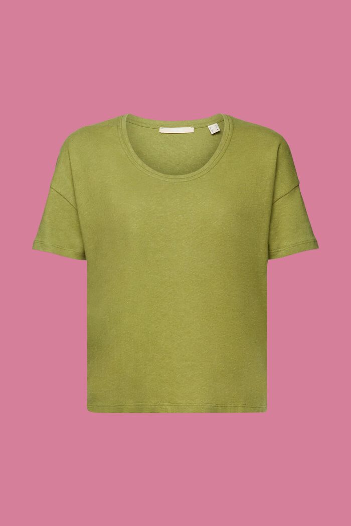 T-shirt en mélange de coton et de lin, PISTACHIO GREEN, detail image number 6