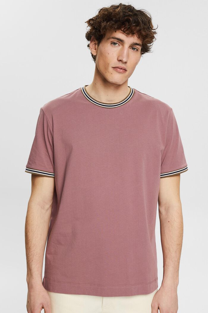 T-shirt en jersey orné de fines bordures rayées, DARK OLD PINK, detail image number 0