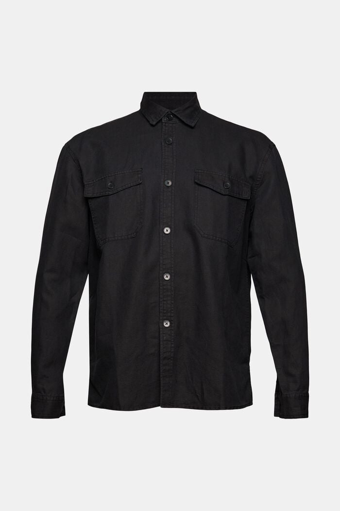 En lin mélangé : chemise oversize, BLACK, detail image number 6