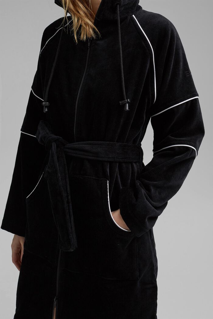 Peignoir zippé en velours, BLACK, detail image number 3