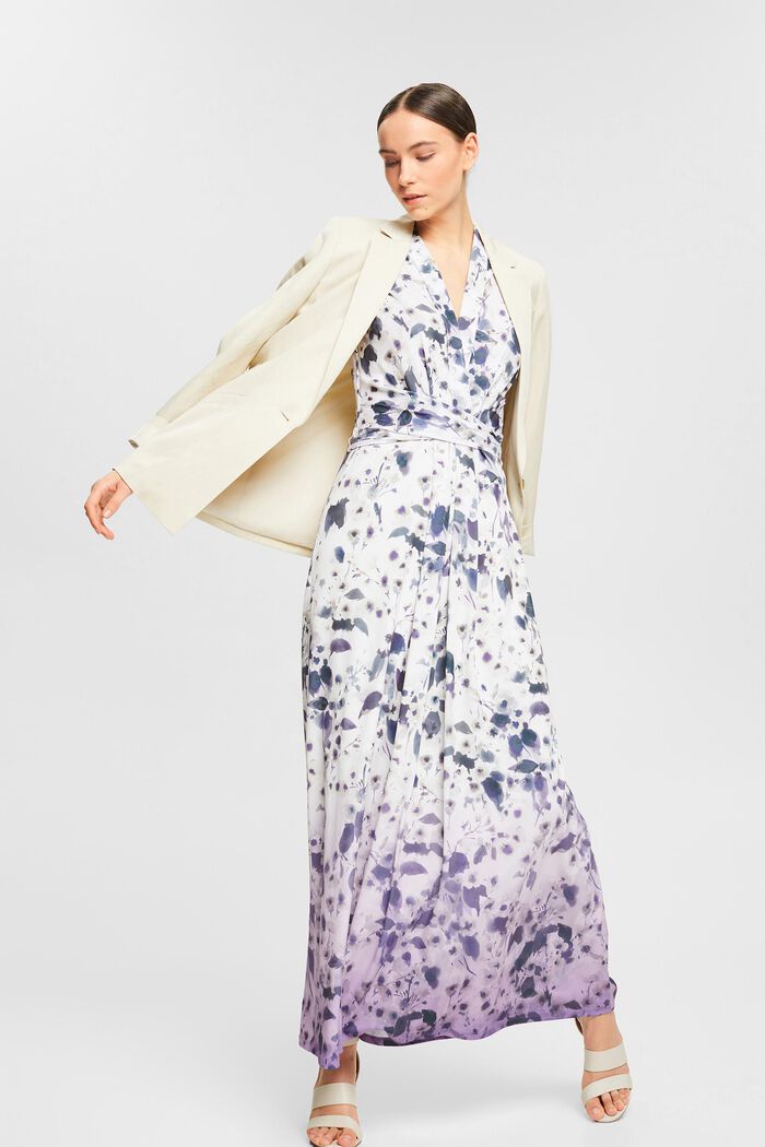 En matière recyclée : robe maxi longueur à motif, OFF WHITE, detail image number 1