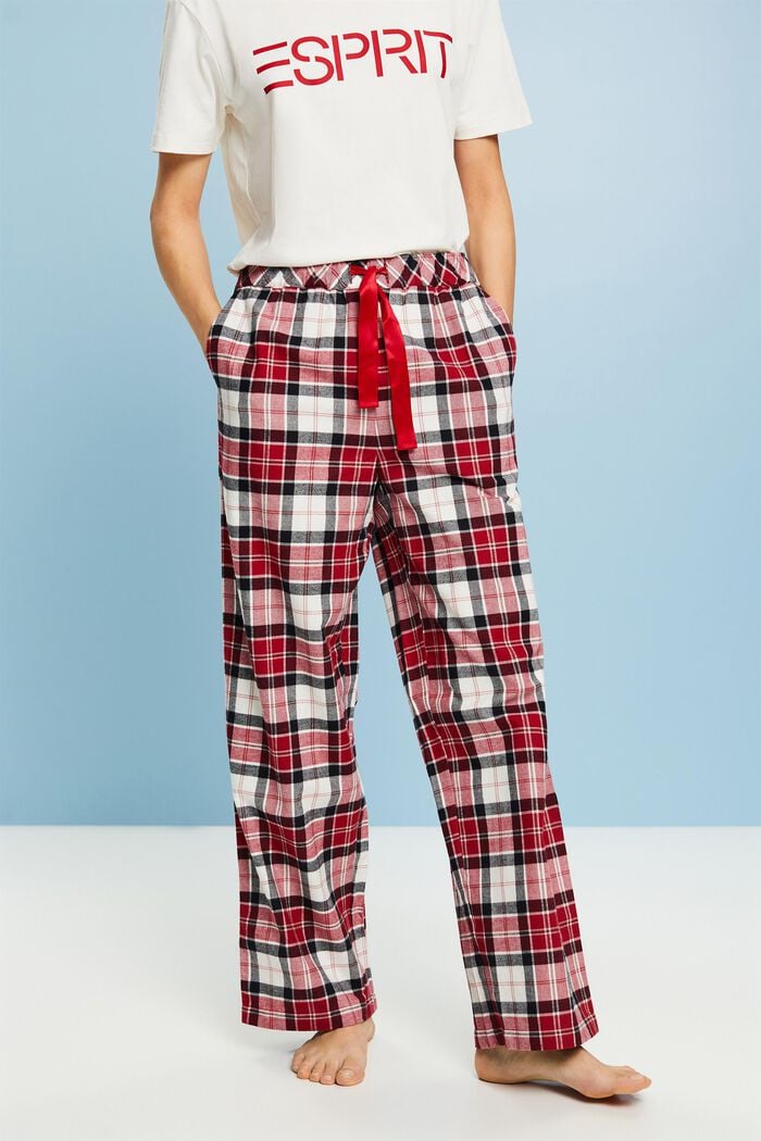 Pantalon de pyjama à carreaux en flanelle, NEW RED, detail image number 0