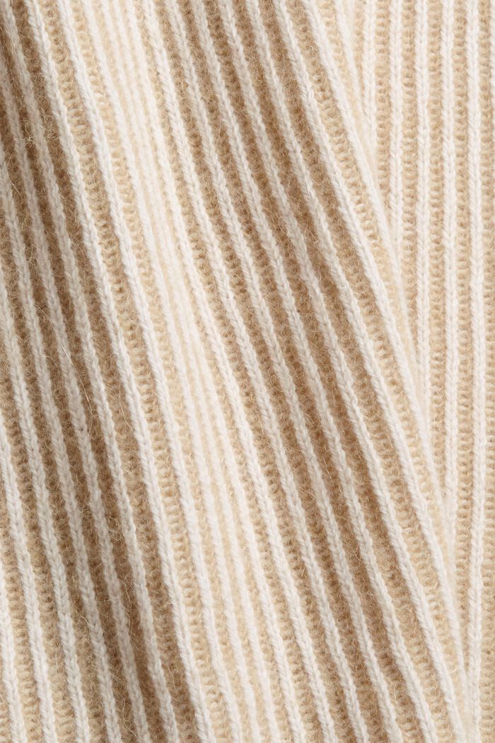 En laine mélangée : le pull-over côtelé au look bicolore, KHAKI BEIGE, detail image number 4