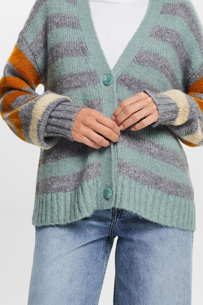 Cardigan rayé en laine mélangée, MEDIUM GREY, detail image number 2