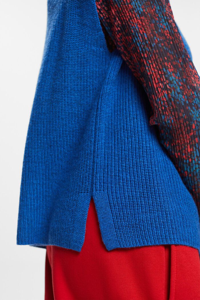 Pull sans manches en maille côtelée de laine mélangée, BRIGHT BLUE, detail image number 1