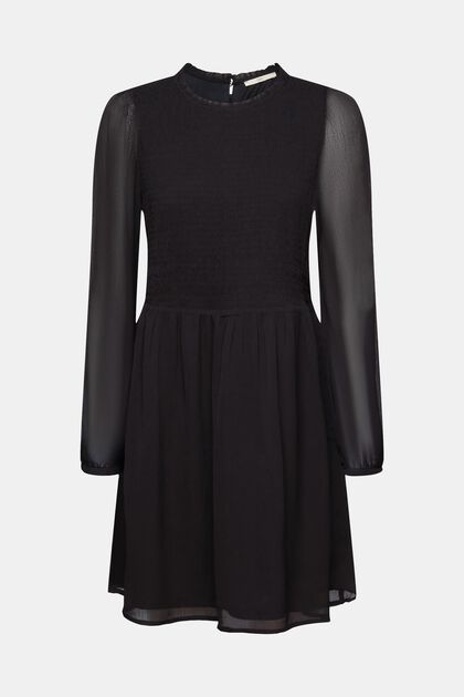 Mini-robe en mousseline, BLACK, overview