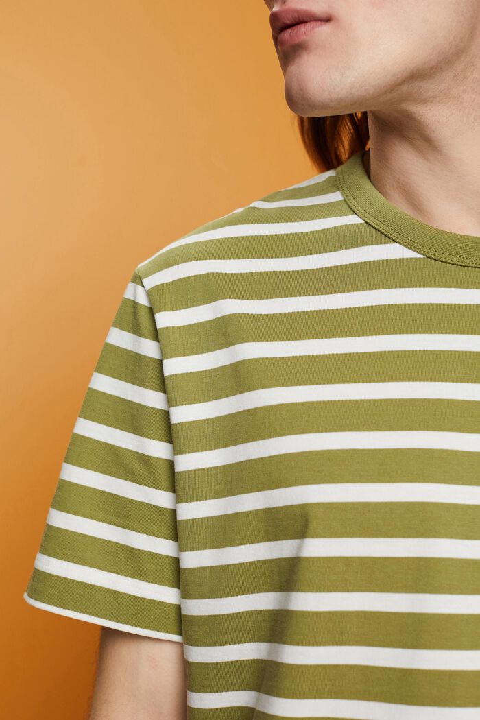 T-shirt rayé en coton durable, LEAF GREEN, detail image number 2