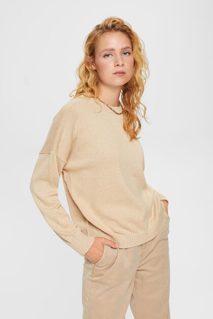Pull-over en maille de coupe Relaxed Fit, CREAM BEIGE, overview