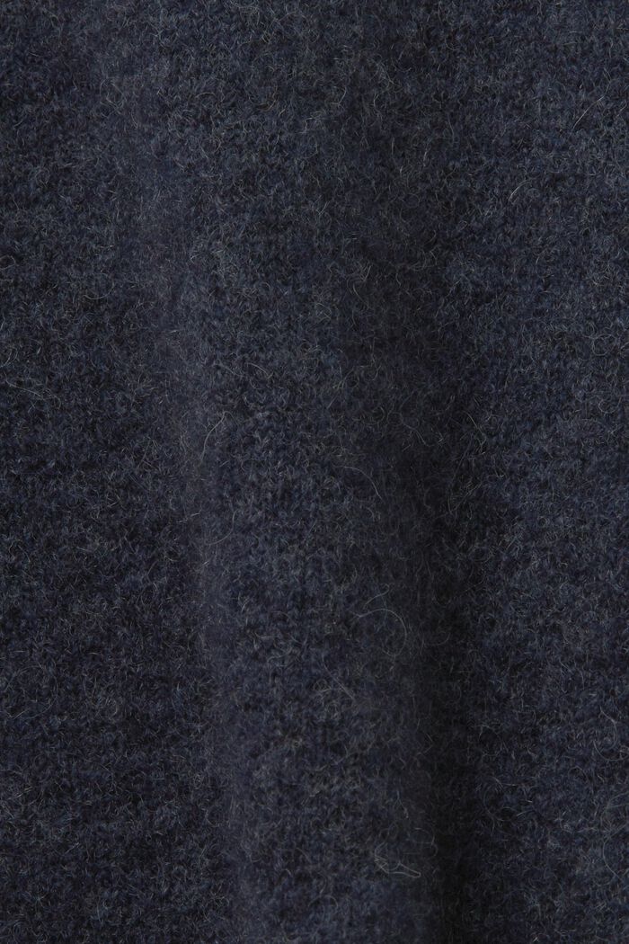 Pull-over en laine mélangée à encolure en V, NAVY, detail image number 5