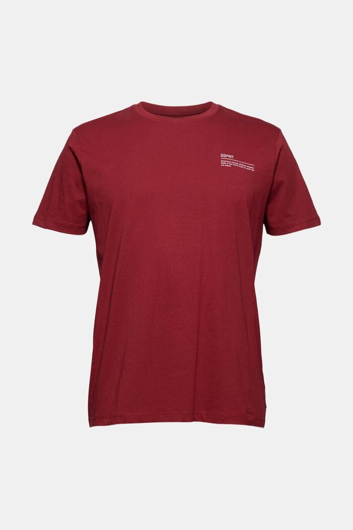 T-shirt en jersey doté d´un imprimé, 100 % coton bio, GARNET RED, overview