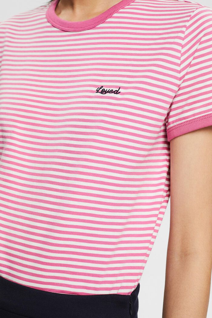 T-shirt rayé en coton biologique, PINK, detail image number 0