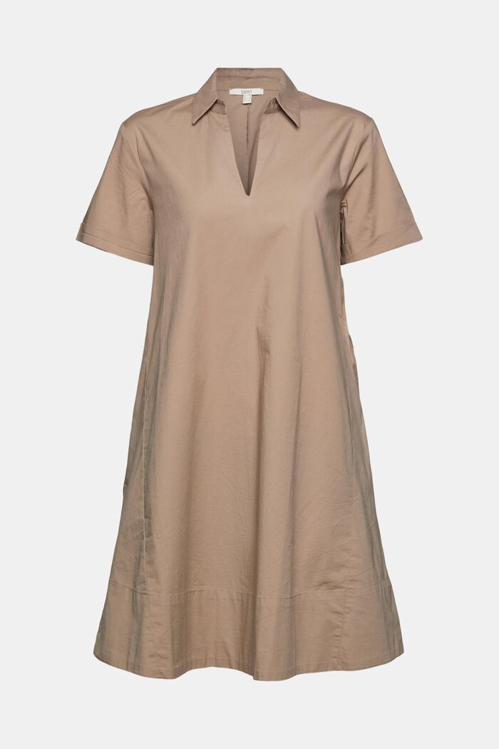 Robe-chemise en coton stretch, TAUPE, detail image number 5