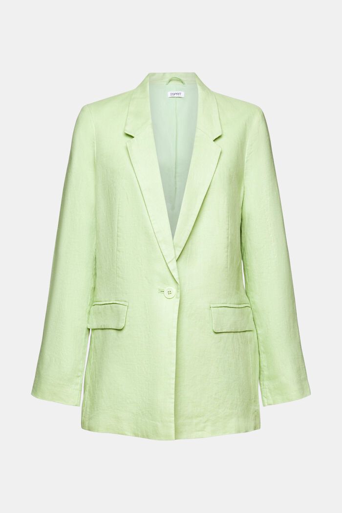 Veste de tailleur en lin à boutonnage droit, LIGHT GREEN, detail image number 5