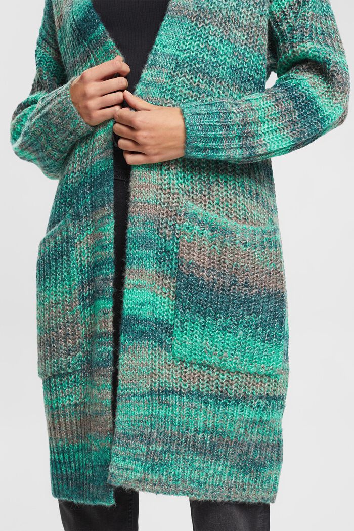 Cardigan en maille à teneur en laine, TEAL GREEN, detail image number 0