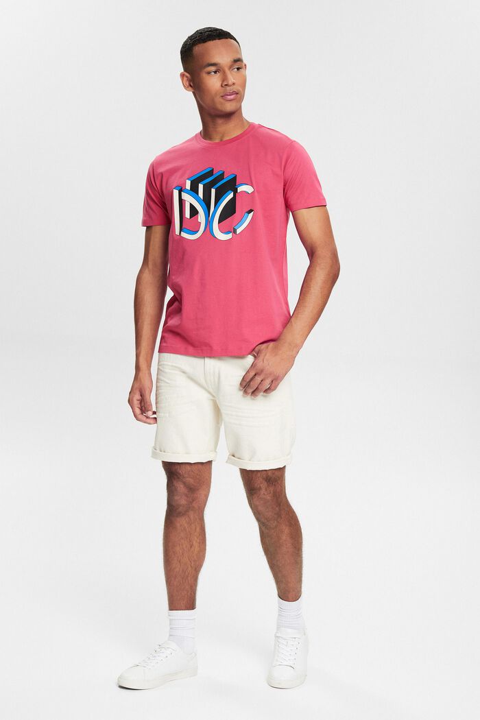 T-shirt en jersey à logo imprimé graphique en 3D, DARK PINK, detail image number 6