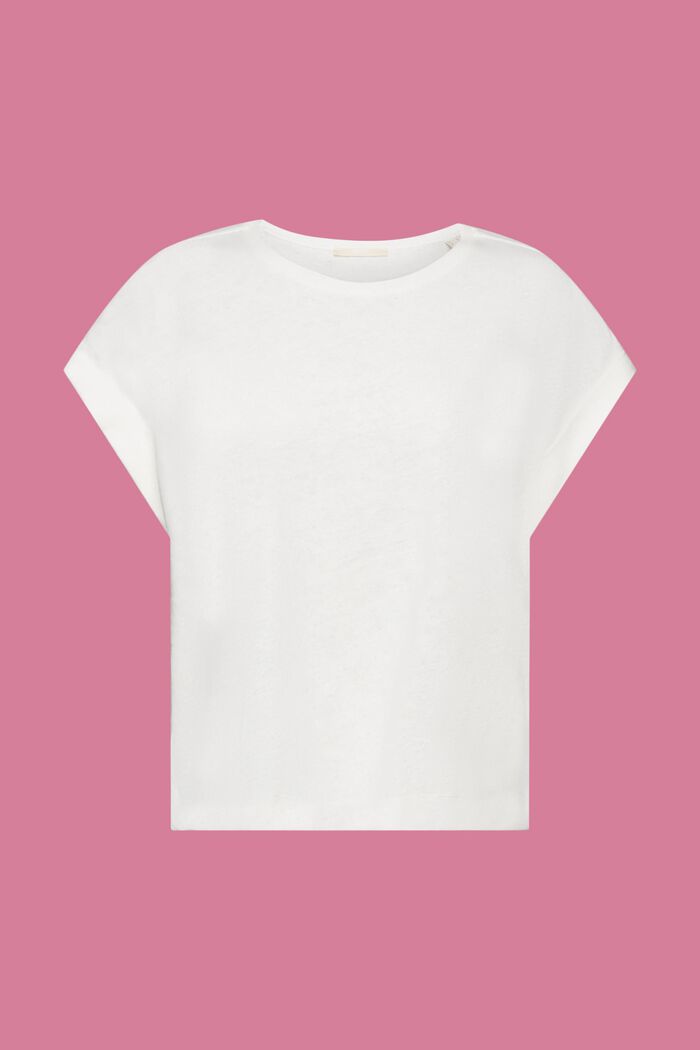 T-shirt en mélange de coton et lin, OFF WHITE, detail image number 7