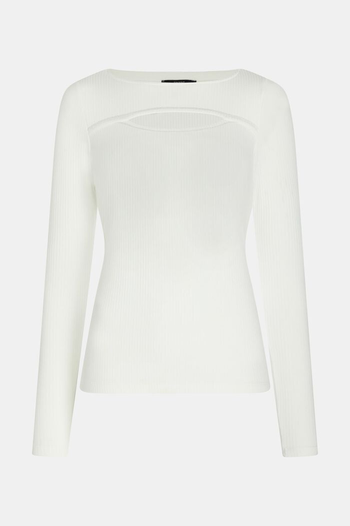 T-shirt à manches longues et découpe, LENZING™ ECOVERO™, OFF WHITE, overview