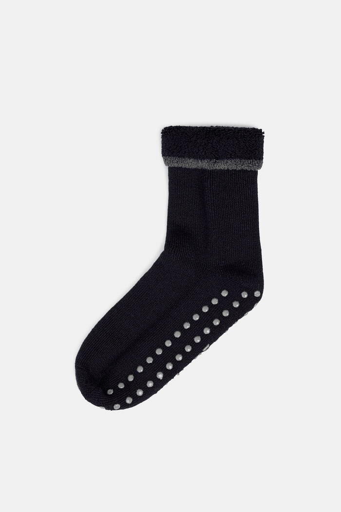 À teneur en laine vierge : les chaussons chaussettes tout doux, BLACK, detail image number 0