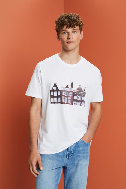 T-shirt à encolure ronde orné d’un imprimé, 100 % coton