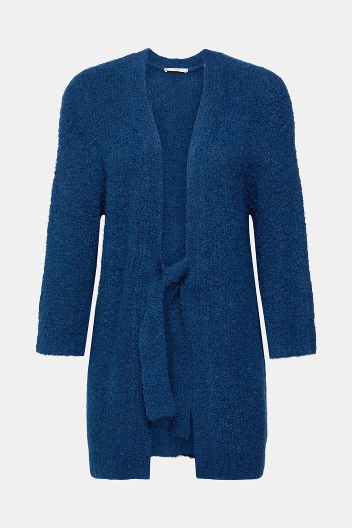 Cardigan en laine mélangée à ceinture, PETROL BLUE, detail image number 2